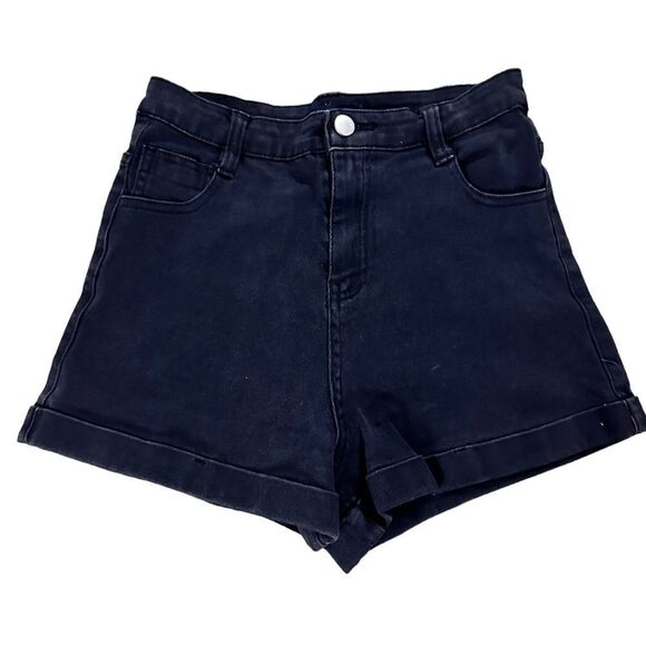 Brandy Melville ~ Black Denim Shorts ~ high waisted ~ size Small - Picture 1 of 7